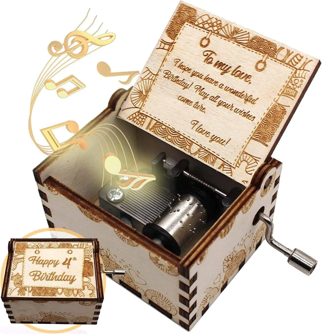 Hand-Crank Wooden Music Box OEM wooden product
